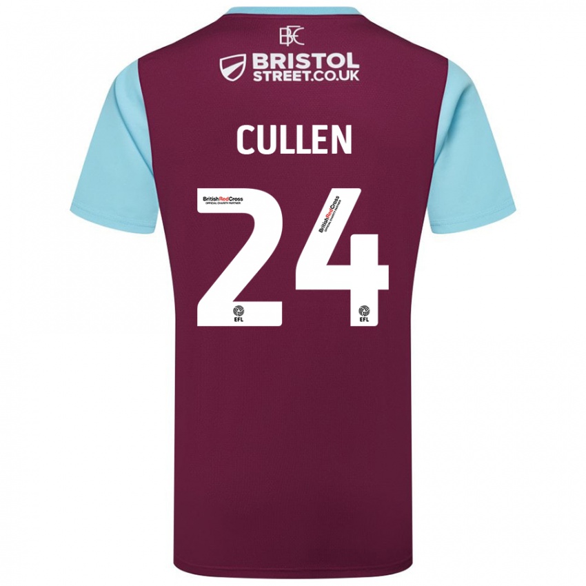 Hombre Camiseta Josh Cullen #24 Borgoña Azul Cielo 1ª Equipación 2024/25 La Camisa Chile