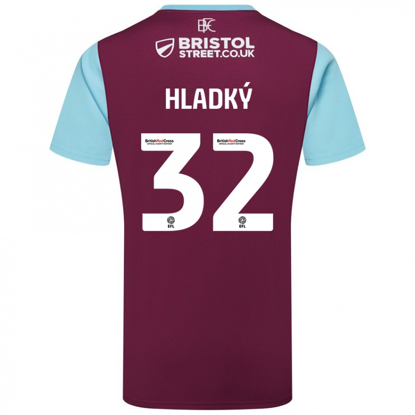 Hombre Camiseta Vaclav Hladky #32 Borgoña Azul Cielo 1ª Equipación 2024/25 La Camisa Chile