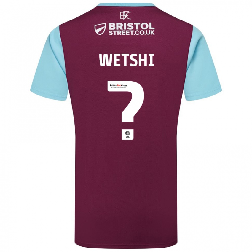 Hombre Camiseta Benji Wetshi #0 Borgoña Azul Cielo 1ª Equipación 2024/25 La Camisa Chile