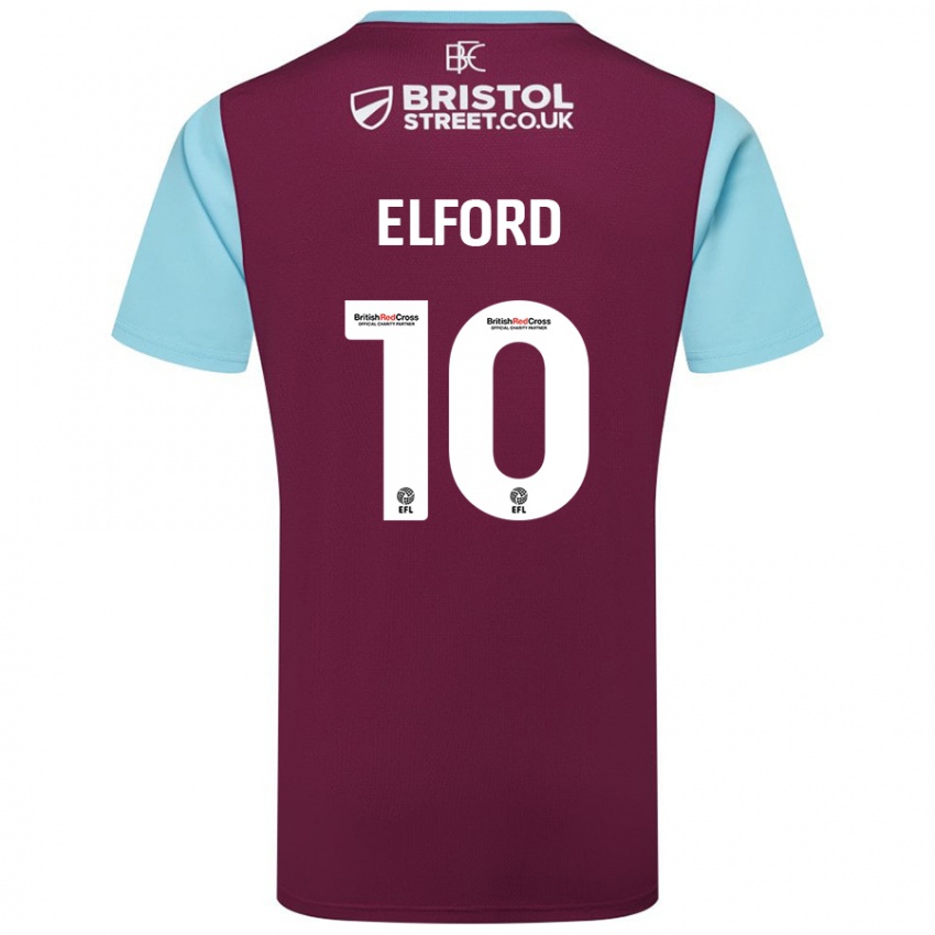 Hombre Camiseta Laura Elford #10 Borgoña Azul Cielo 1ª Equipación 2024/25 La Camisa Chile