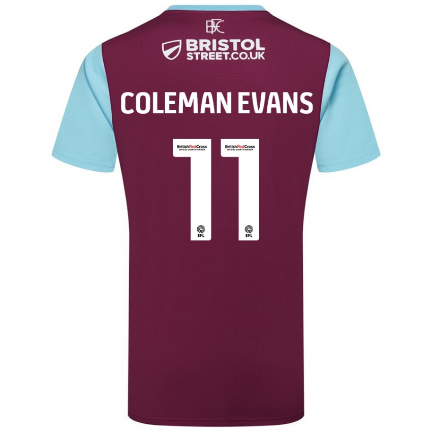 Hombre Camiseta Amaya Coleman-Evans #11 Borgoña Azul Cielo 1ª Equipación 2024/25 La Camisa Chile