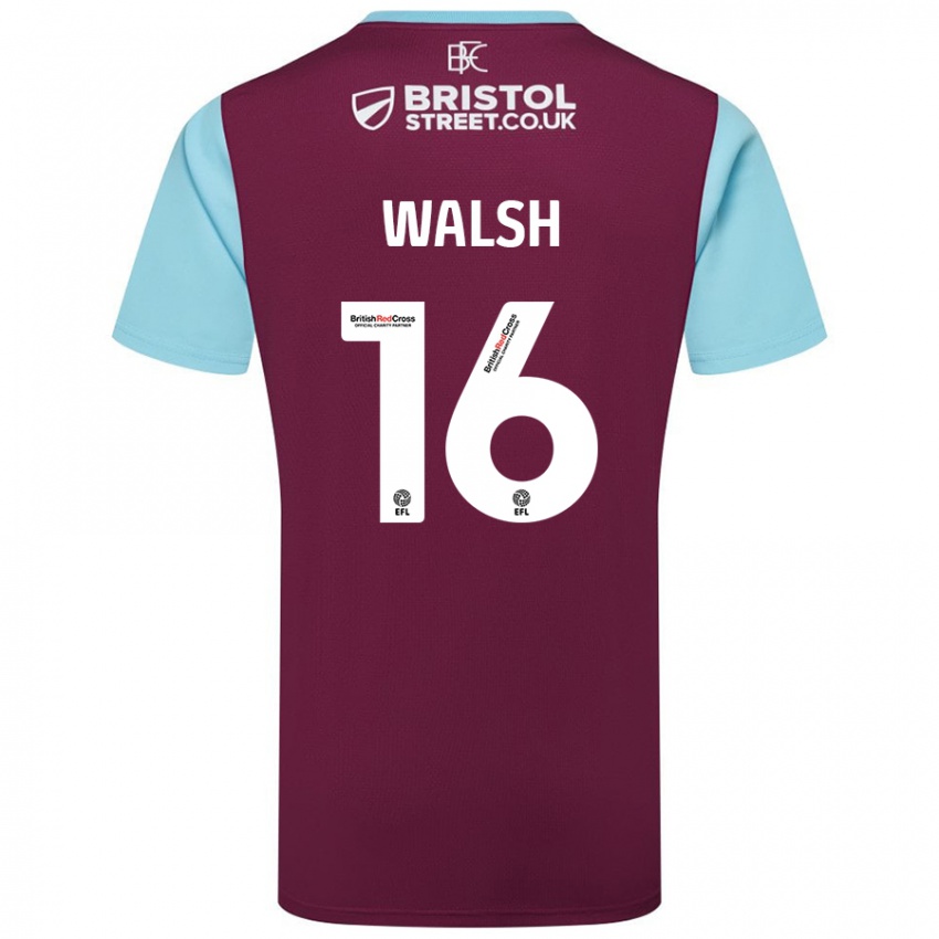 Hombre Camiseta Lucy Walsh #16 Borgoña Azul Cielo 1ª Equipación 2024/25 La Camisa Chile