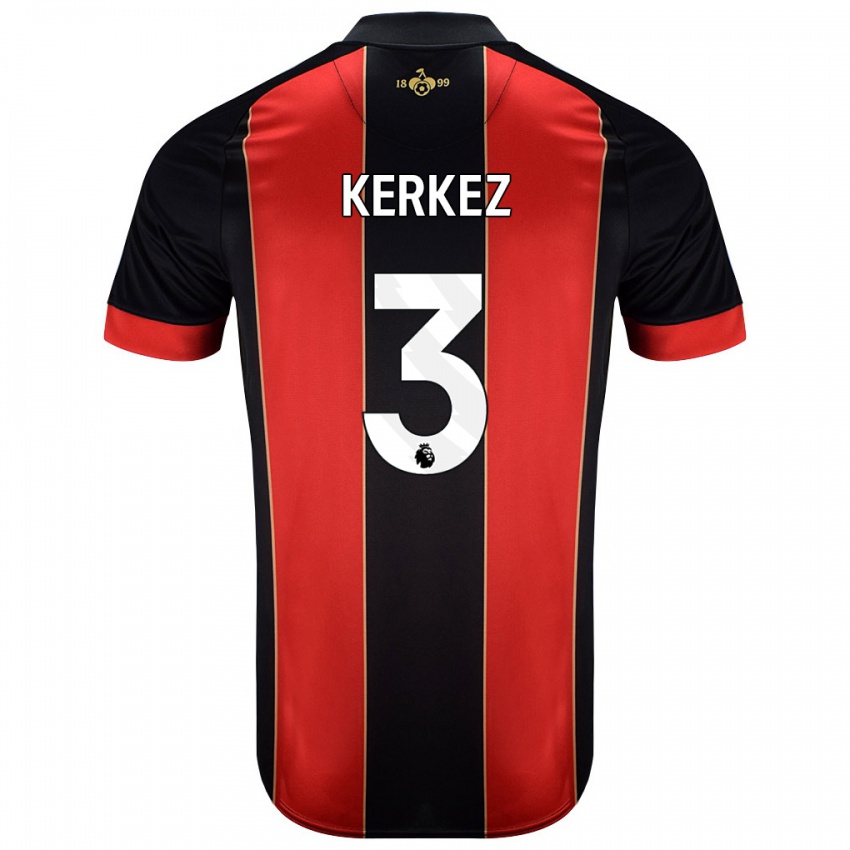 Hombre Camiseta Milos Kerkez #3 Rojo Negro 1ª Equipación 2024/25 La Camisa Chile