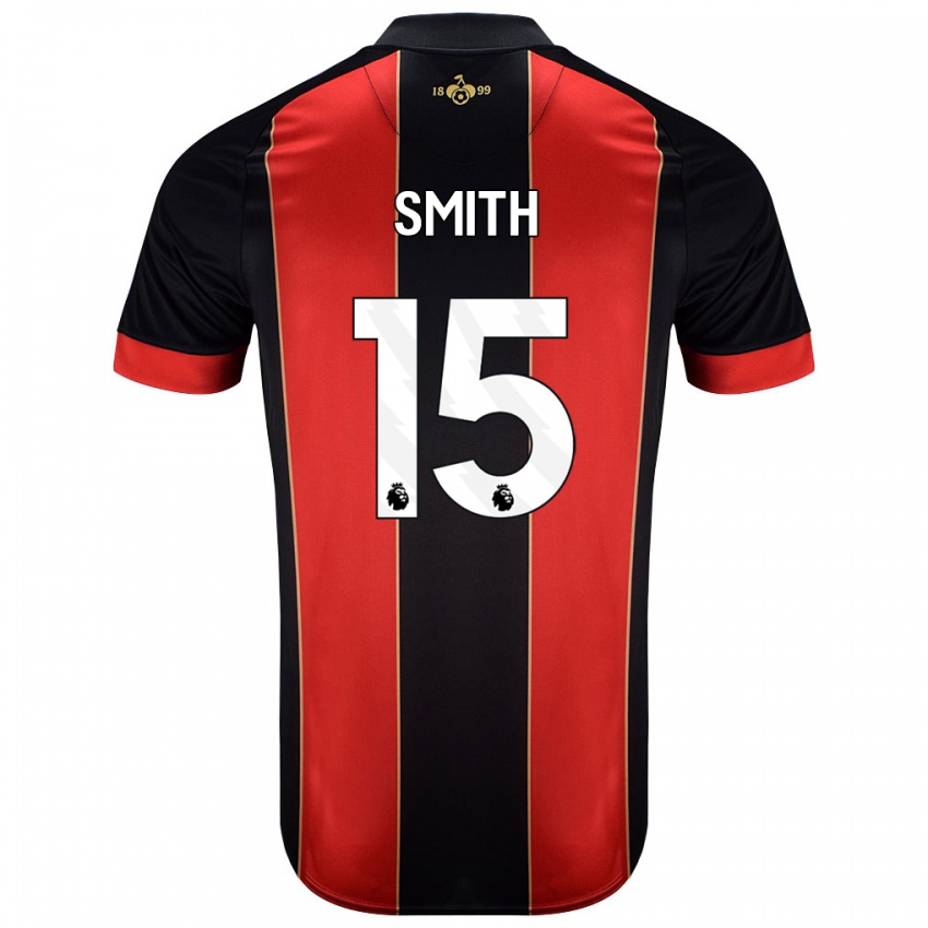 Hombre Camiseta Adam Smith #15 Rojo Negro 1ª Equipación 2024/25 La Camisa Chile