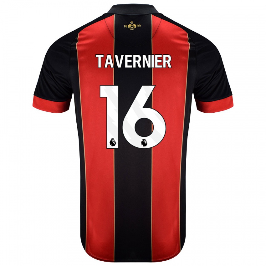 Hombre Camiseta Marcus Tavernier #16 Rojo Negro 1ª Equipación 2024/25 La Camisa Chile