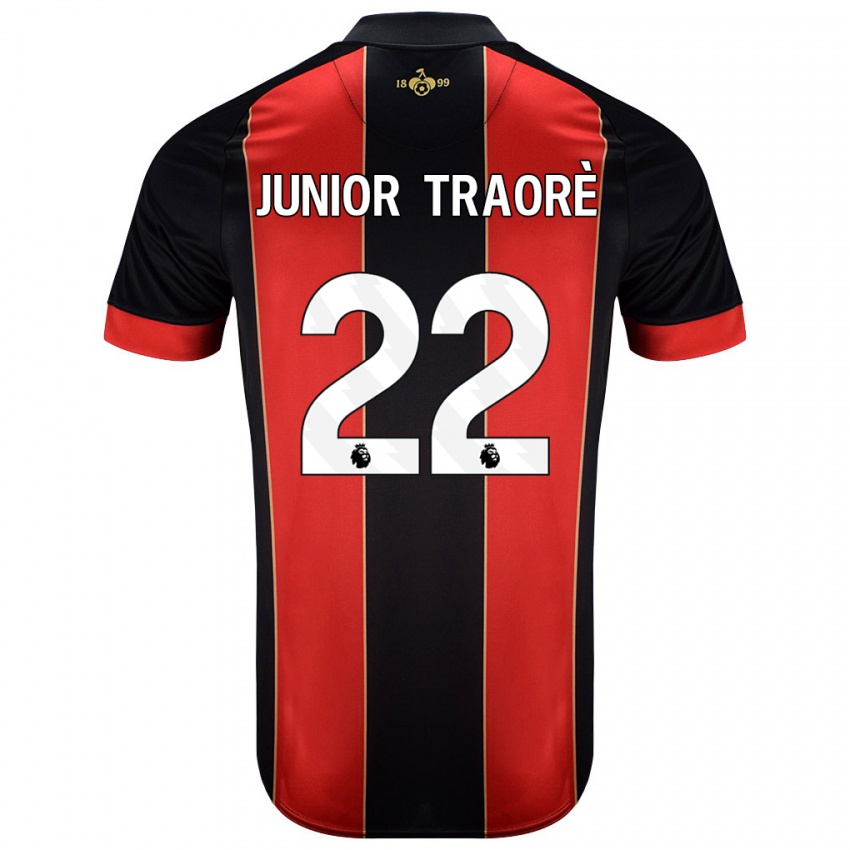 Hombre Camiseta Hamed Junior Traorè #22 Rojo Negro 1ª Equipación 2024/25 La Camisa Chile