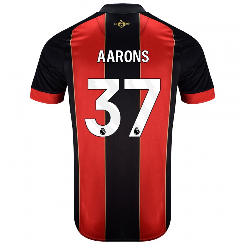 Hombre Camiseta Max Aarons #37 Rojo Negro 1ª Equipación 2024/25 La Camisa Chile