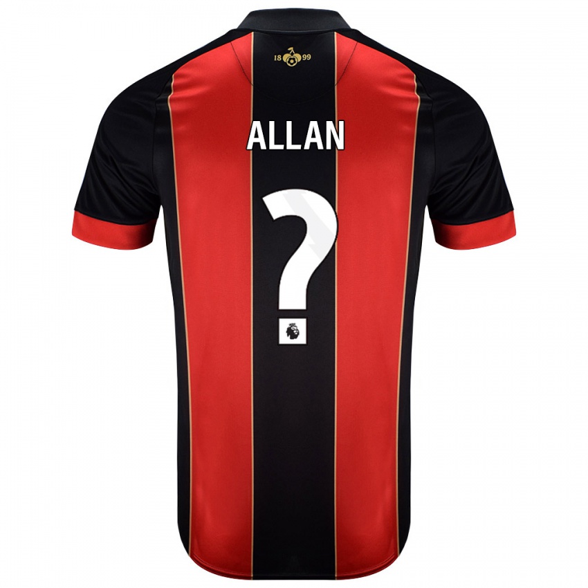 Hombre Camiseta Mack Allan #0 Rojo Negro 1ª Equipación 2024/25 La Camisa Chile