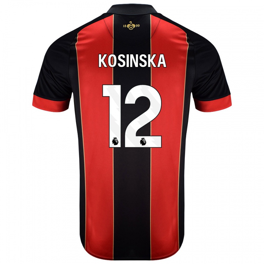 Hombre Camiseta Daniela Kosinska #12 Rojo Negro 1ª Equipación 2024/25 La Camisa Chile