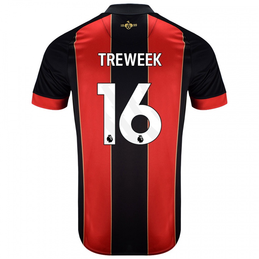 Hombre Camiseta Jess Treweek #16 Rojo Negro 1ª Equipación 2024/25 La Camisa Chile