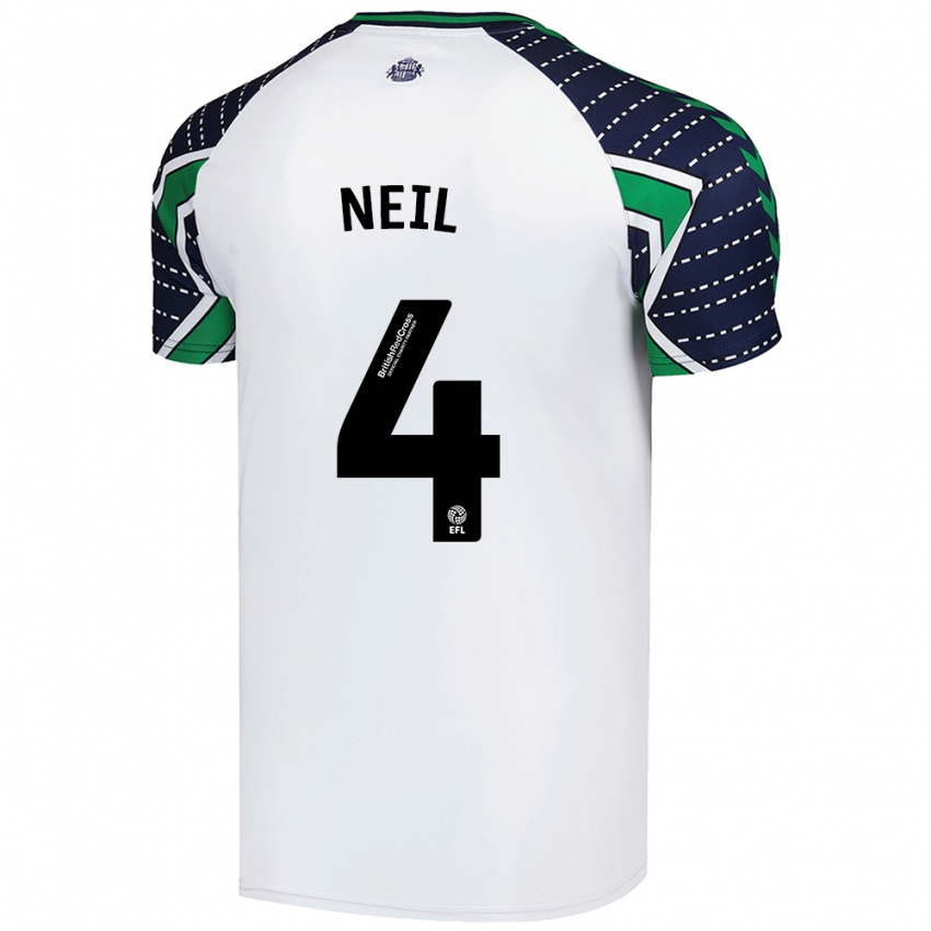 Hombre Camiseta Dan Neil #4 Blanco 2ª Equipación 2024/25 La Camisa Chile