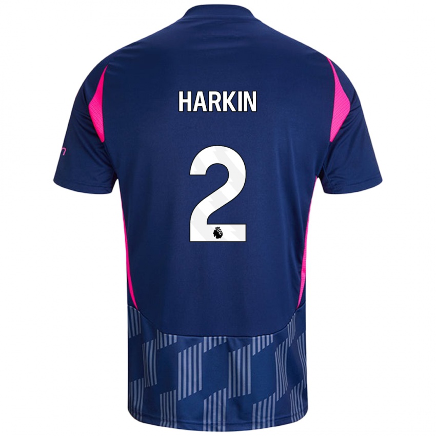 Hombre Camiseta Lyndsey Harkin #2 Azul Real Rosa 2ª Equipación 2024/25 La Camisa Chile