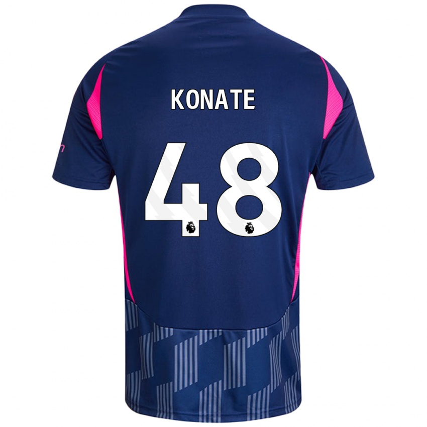 Hombre Camiseta Ateef Konaté #48 Azul Real Rosa 2ª Equipación 2024/25 La Camisa Chile