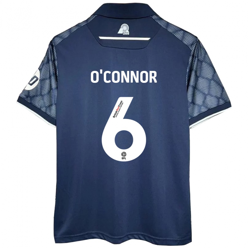 Hombre Camiseta Thomas O'connor #6 Negro 2ª Equipación 2024/25 La Camisa Chile