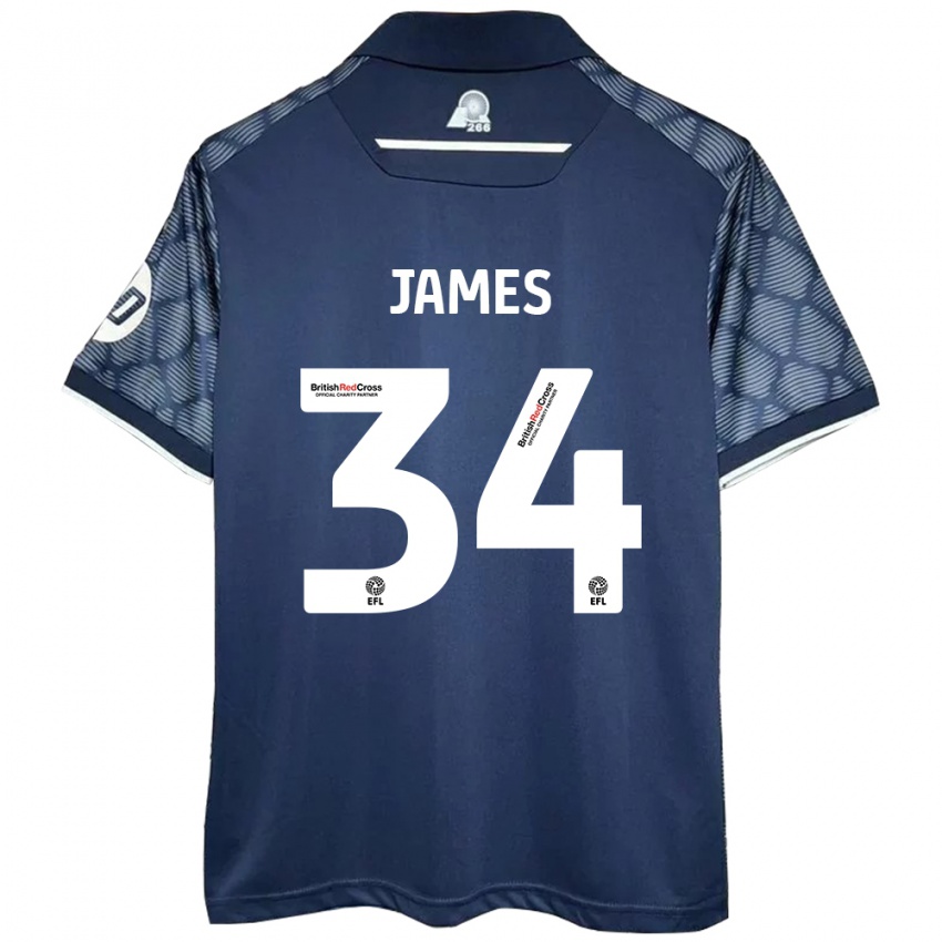 Hombre Camiseta Aaron James #34 Negro 2ª Equipación 2024/25 La Camisa Chile