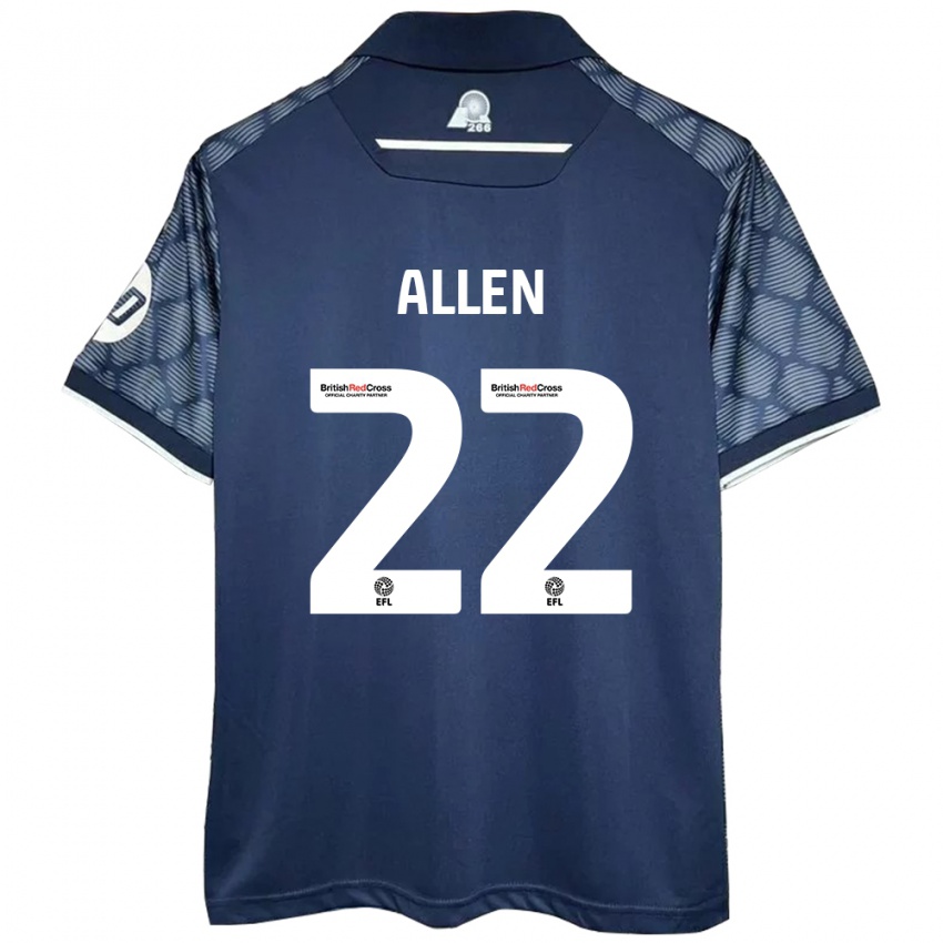 Hombre Camiseta Keren Allen #22 Negro 2ª Equipación 2024/25 La Camisa Chile