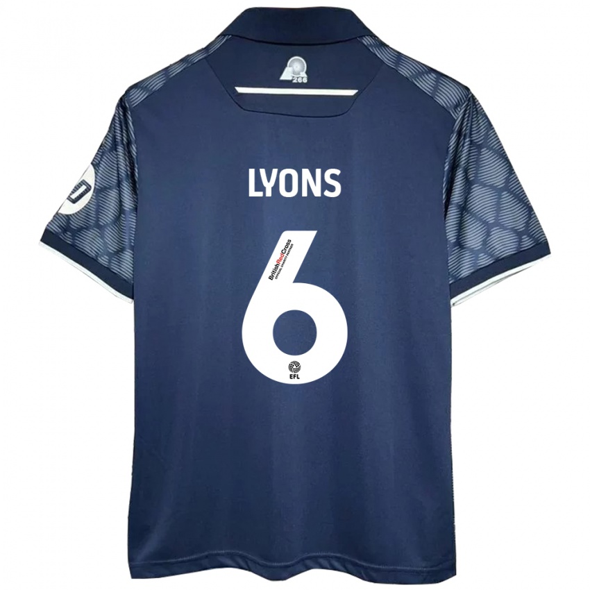 Hombre Camiseta Lauryn Lyons #6 Negro 2ª Equipación 2024/25 La Camisa Chile