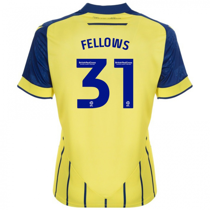 Hombre Camiseta Tom Fellows #31 Amarillo Azul 2ª Equipación 2024/25 La Camisa Chile