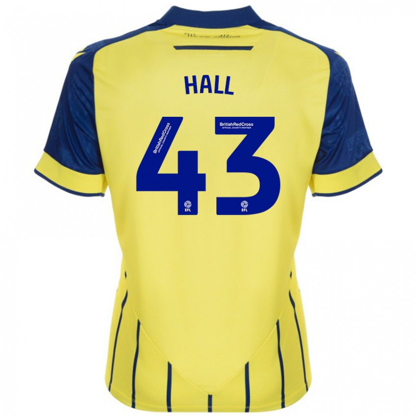 Hombre Camiseta Reece Hall #43 Amarillo Azul 2ª Equipación 2024/25 La Camisa Chile