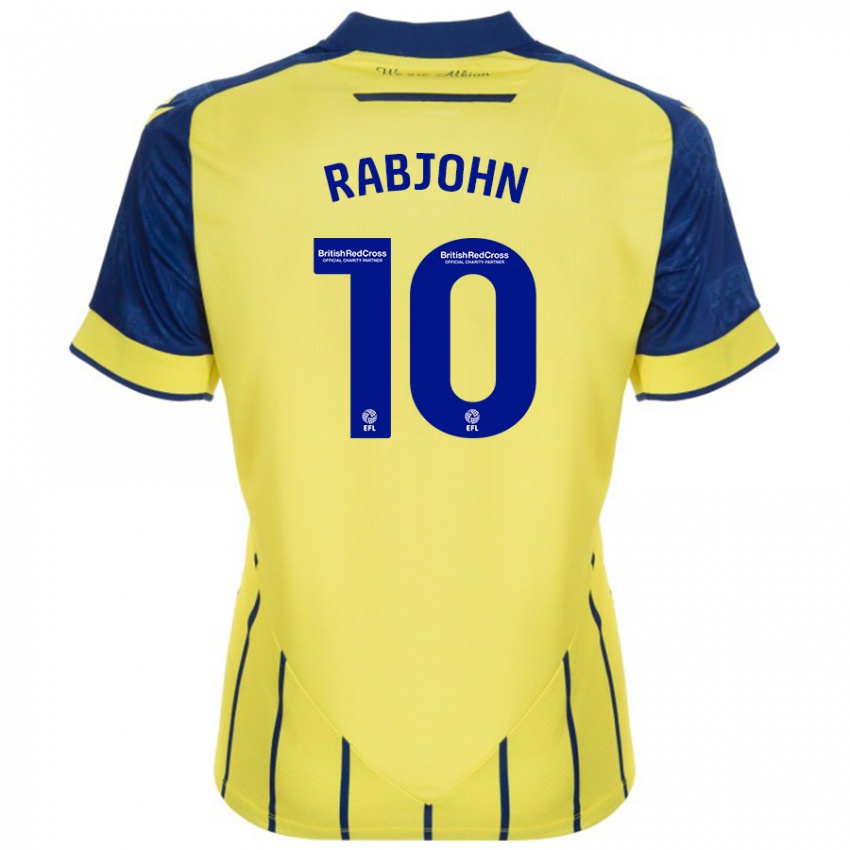 Hombre Camiseta Olivia Rabjohn #10 Amarillo Azul 2ª Equipación 2024/25 La Camisa Chile