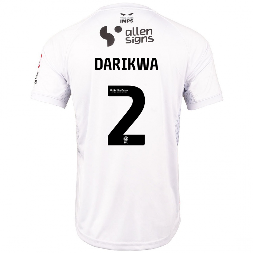 Hombre Camiseta Tendayi Darikwa #2 Rojo Blanco 2ª Equipación 2024/25 La Camisa Chile