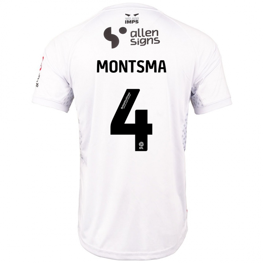 Hombre Camiseta Lewis Montsma #4 Rojo Blanco 2ª Equipación 2024/25 La Camisa Chile