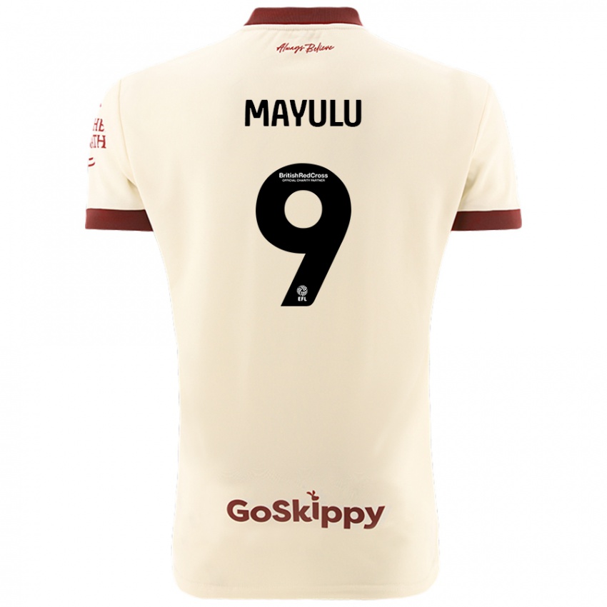 Hombre Camiseta Fally Mayulu #9 Crema Blanco 2ª Equipación 2024/25 La Camisa Chile