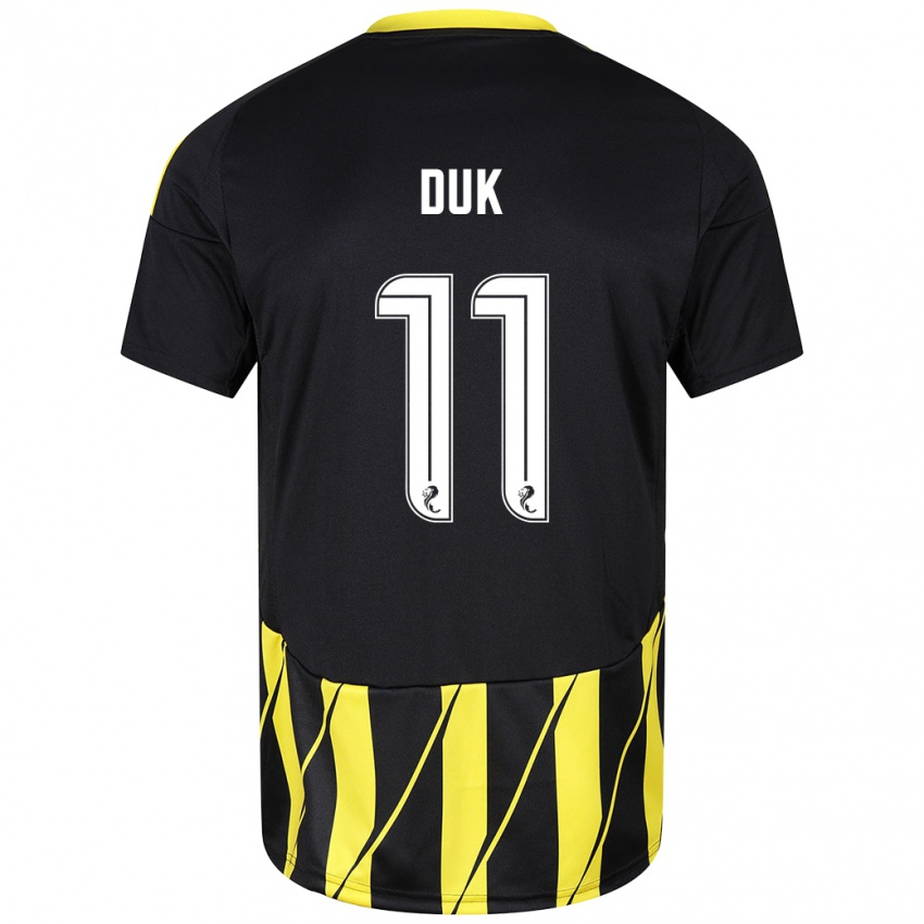 Hombre Camiseta Duk #11 Negro Amarillo 2ª Equipación 2024/25 La Camisa Chile