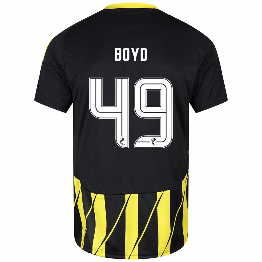 Hombre Camiseta Fletcher Boyd #49 Negro Amarillo 2ª Equipación 2024/25 La Camisa Chile