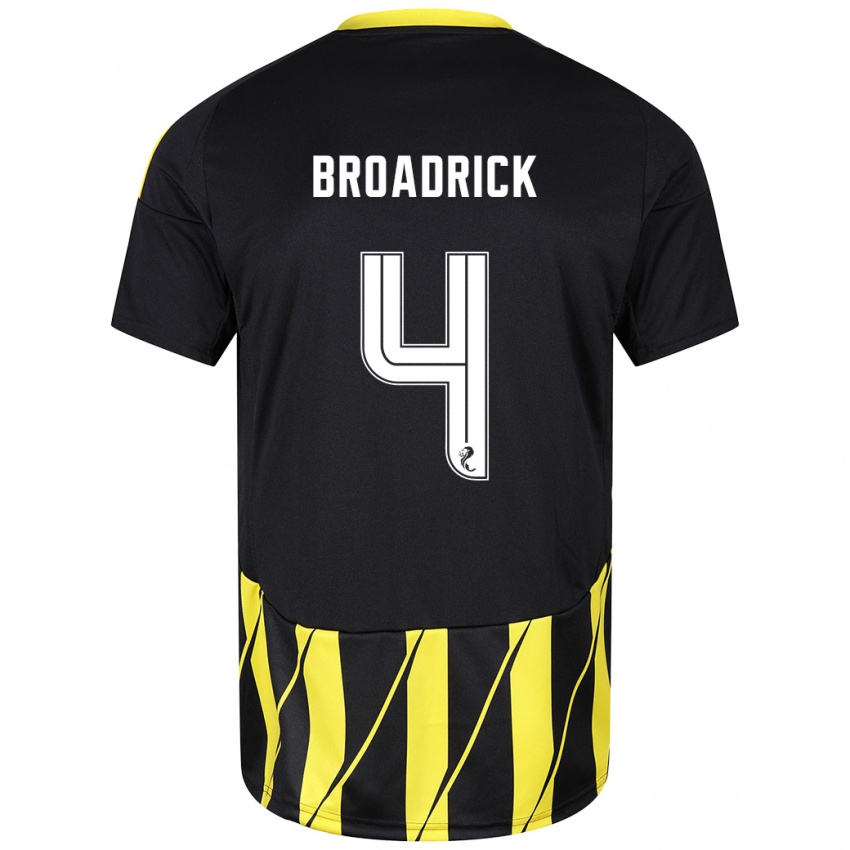 Hombre Camiseta Jessica Broadrick #4 Negro Amarillo 2ª Equipación 2024/25 La Camisa Chile