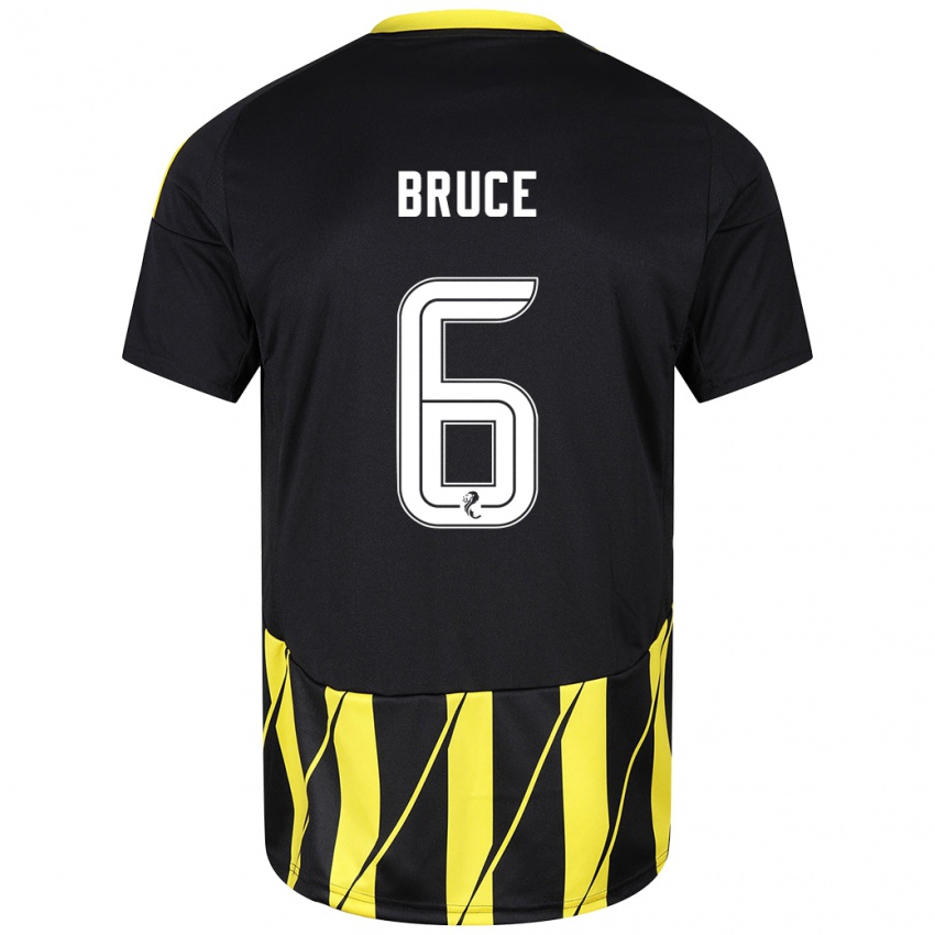 Hombre Camiseta Natasha Bruce #6 Negro Amarillo 2ª Equipación 2024/25 La Camisa Chile