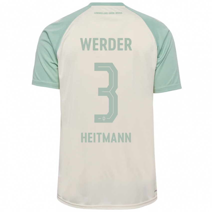 Hombre Camiseta Mats Heitmann #3 Blanquecino Verde Claro 2ª Equipación 2024/25 La Camisa Chile