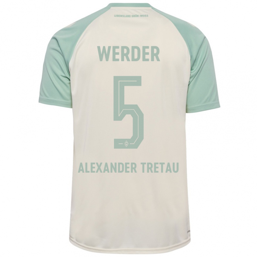 Hombre Camiseta Hans Alexander Tretau #5 Blanquecino Verde Claro 2ª Equipación 2024/25 La Camisa Chile