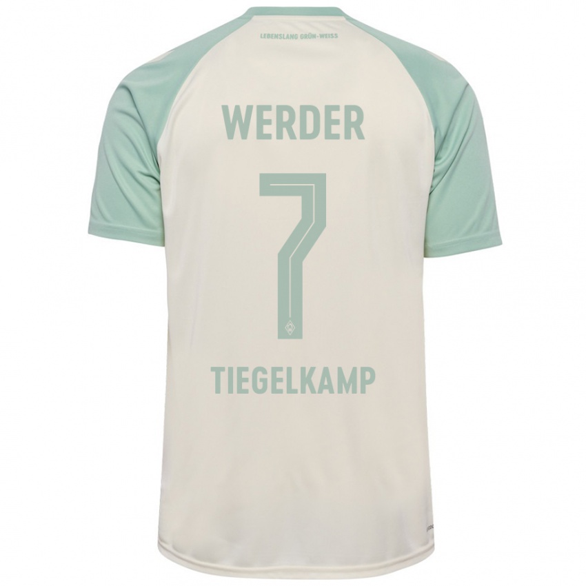 Hombre Camiseta Maximilian Tiegelkamp #7 Blanquecino Verde Claro 2ª Equipación 2024/25 La Camisa Chile