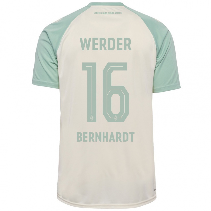 Hombre Camiseta Emilie Bernhardt #16 Blanquecino Verde Claro 2ª Equipación 2024/25 La Camisa Chile