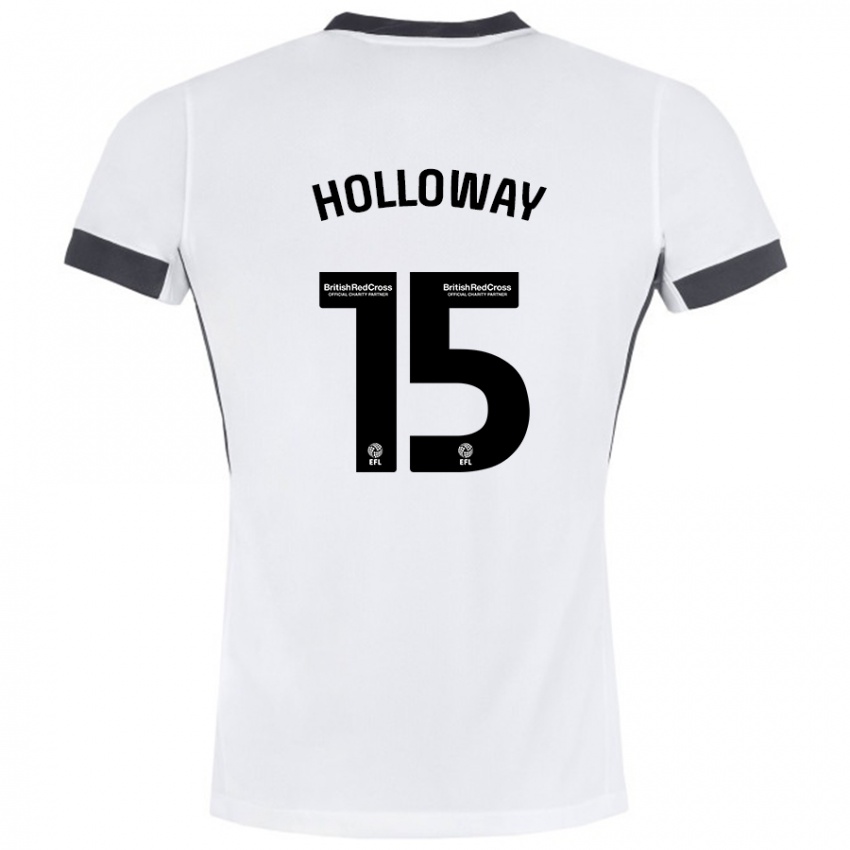 Hombre Camiseta Rebecca Holloway #15 Blanco Negro 2ª Equipación 2024/25 La Camisa Chile