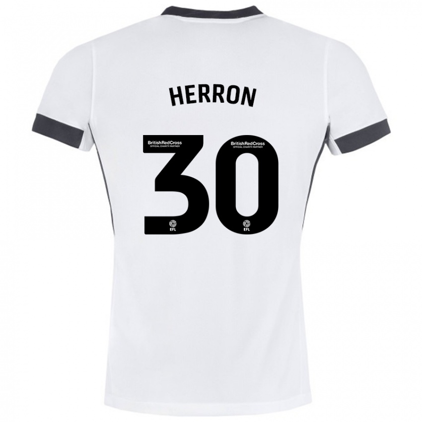 Hombre Camiseta Neve Herron #30 Blanco Negro 2ª Equipación 2024/25 La Camisa Chile