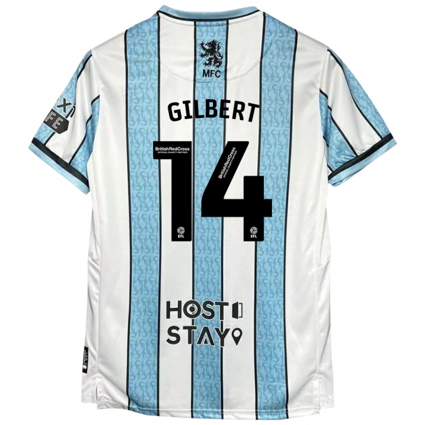 Hombre Camiseta Alex Gilbert #14 Blanco Azul 2ª Equipación 2024/25 La Camisa Chile