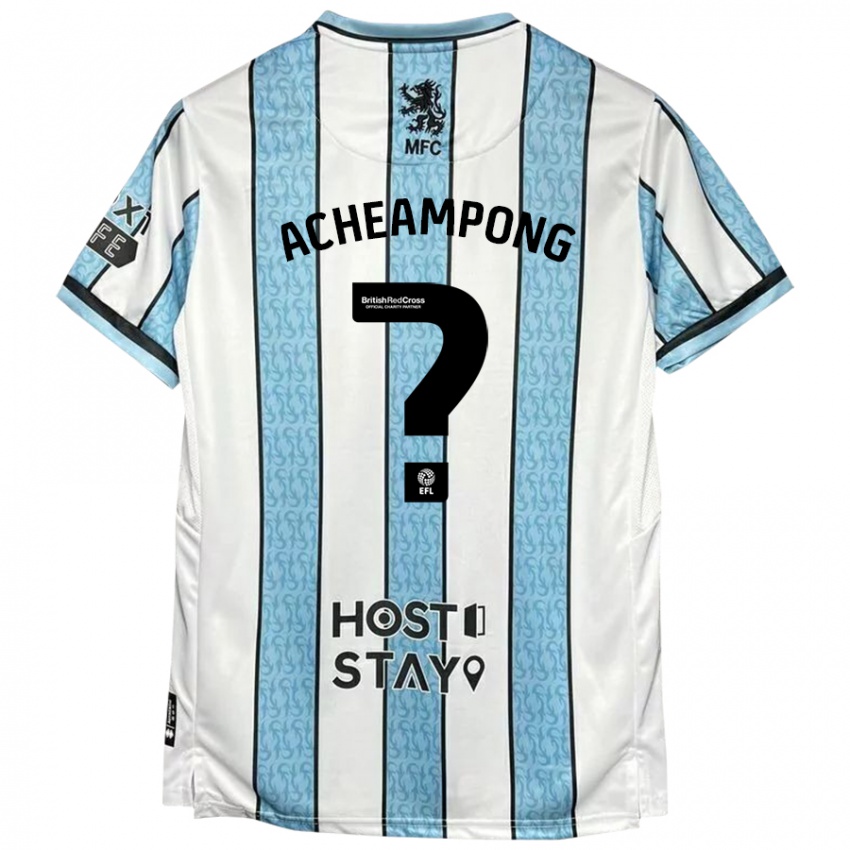 Hombre Camiseta Prince Acheampong #0 Blanco Azul 2ª Equipación 2024/25 La Camisa Chile