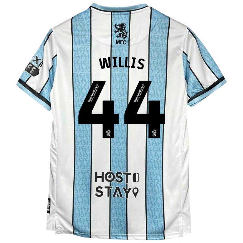 Hombre Camiseta Pharrell Willis #44 Blanco Azul 2ª Equipación 2024/25 La Camisa Chile