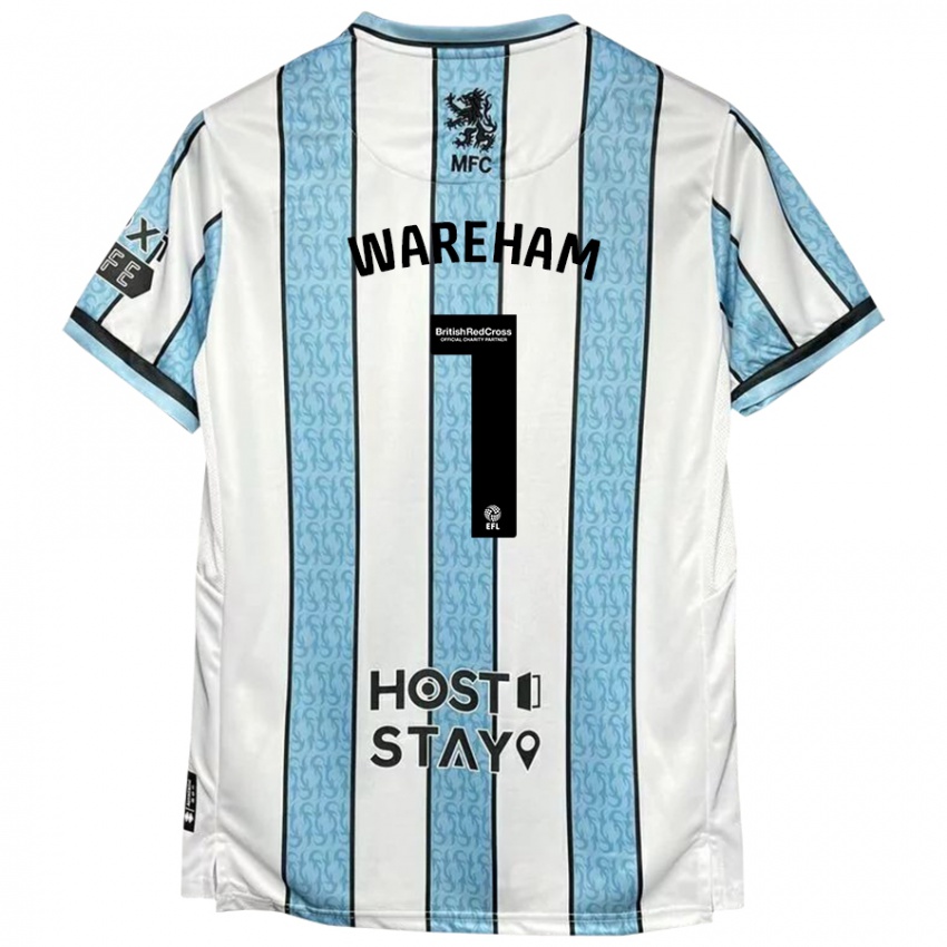 Hombre Camiseta Laura Wareham #1 Blanco Azul 2ª Equipación 2024/25 La Camisa Chile