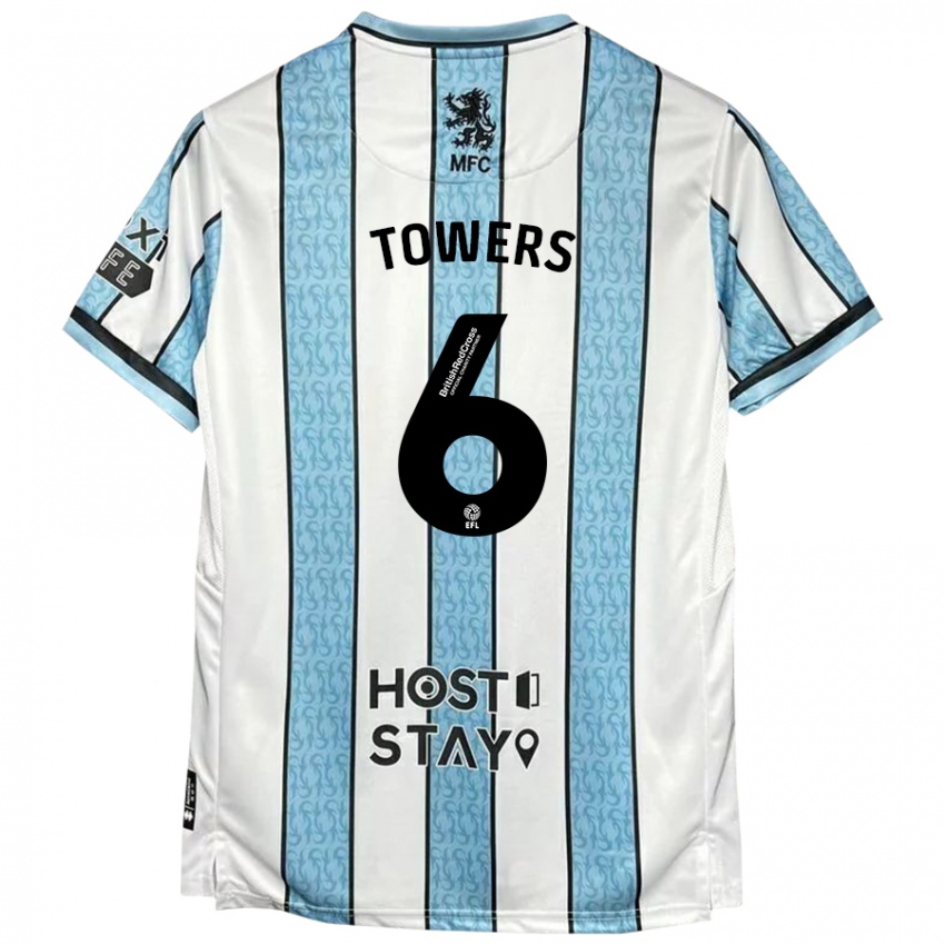 Hombre Camiseta Abby Towers #6 Blanco Azul 2ª Equipación 2024/25 La Camisa Chile