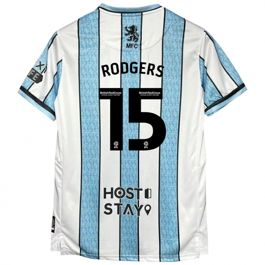 Hombre Camiseta Amber Rodgers #15 Blanco Azul 2ª Equipación 2024/25 La Camisa Chile