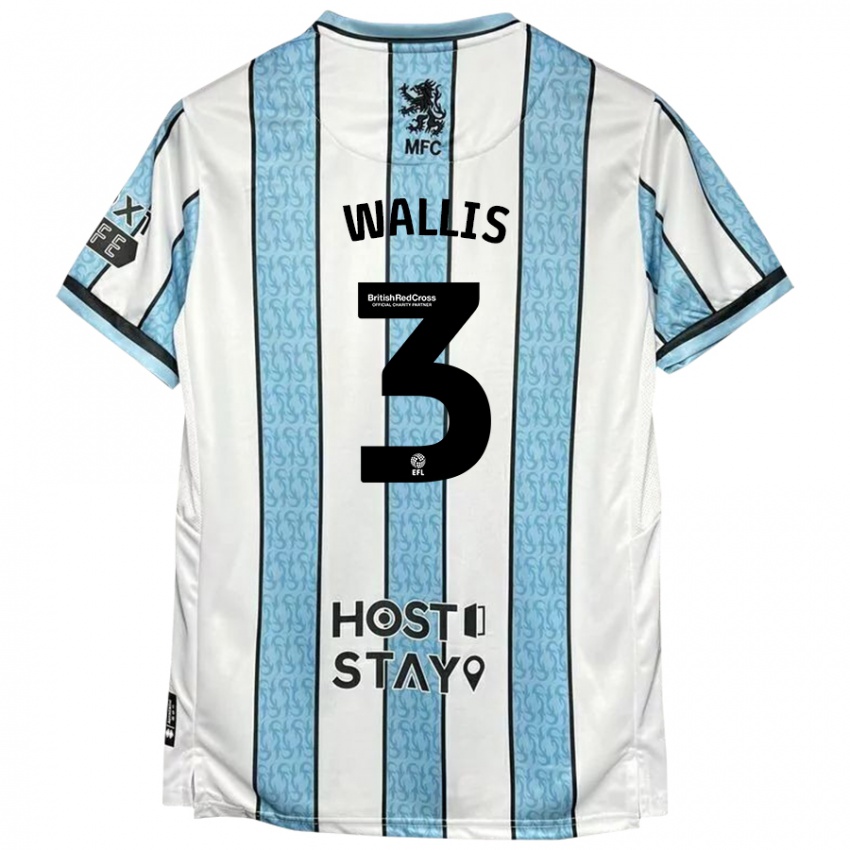 Hombre Camiseta Emma Wallis #3 Blanco Azul 2ª Equipación 2024/25 La Camisa Chile