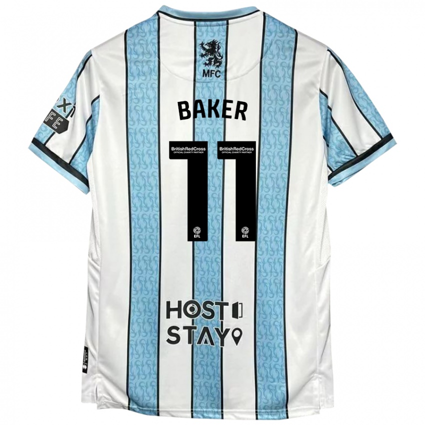 Hombre Camiseta Ella Baker #11 Blanco Azul 2ª Equipación 2024/25 La Camisa Chile