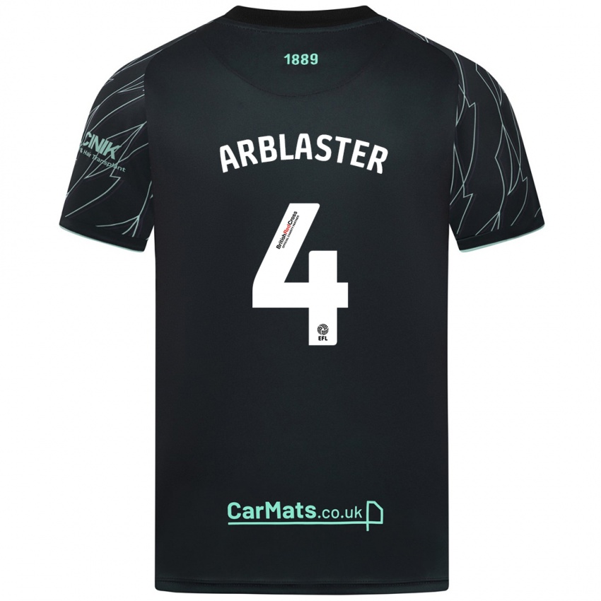 Hombre Camiseta Oliver Arblaster #4 Negro Verde 2ª Equipación 2024/25 La Camisa Chile