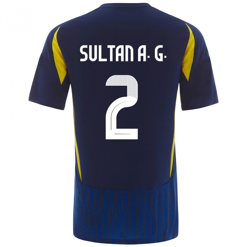 Hombre Camiseta Sultan Al-Ghannam #2 Azul Amarillo 2ª Equipación 2024/25 La Camisa Chile