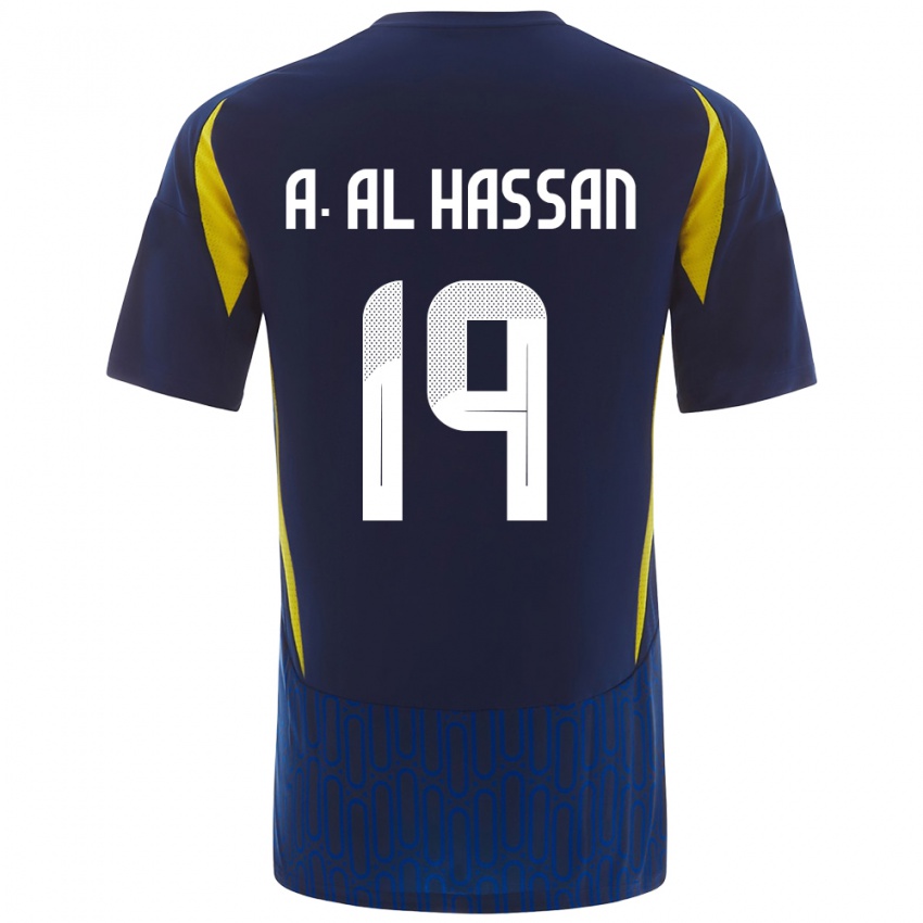 Hombre Camiseta Ali Al-Hassan #19 Azul Amarillo 2ª Equipación 2024/25 La Camisa Chile