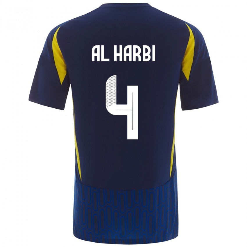 Hombre Camiseta Fay Al-Harbi #4 Azul Amarillo 2ª Equipación 2024/25 La Camisa Chile