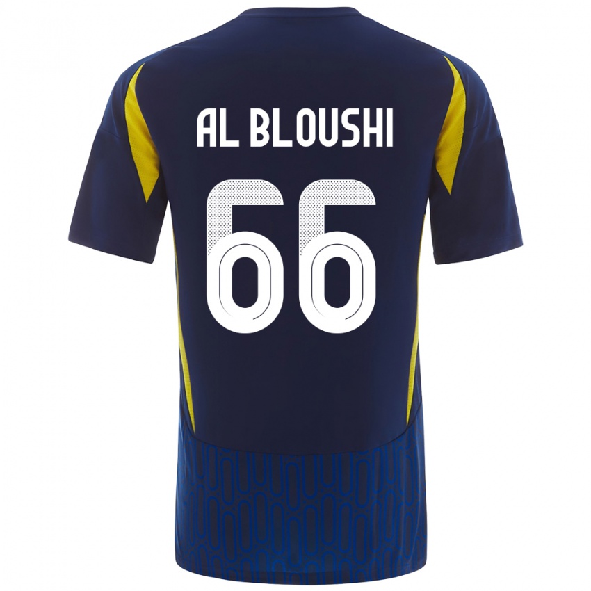 Hombre Camiseta Reem Al-Bloushi #66 Azul Amarillo 2ª Equipación 2024/25 La Camisa Chile